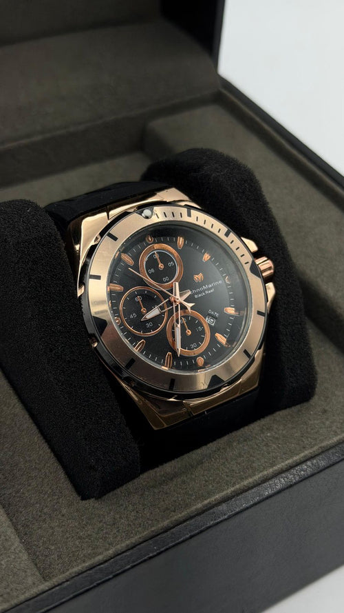 TM OCEAN TABLERO NEGRO DETALLES ORO ROSA /PULSERA NEGRA