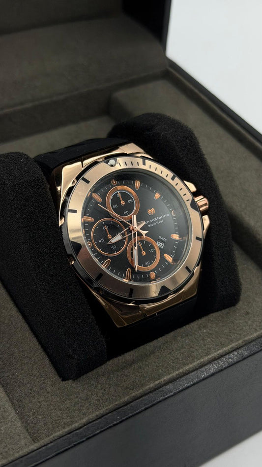 TM OCEAN TABLERO NEGRO DETALLES ORO ROSA /PULSERA NEGRA